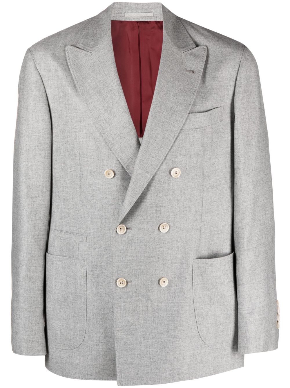 Brunello Cucinelli double breasted wool blazer - Grey von Brunello Cucinelli