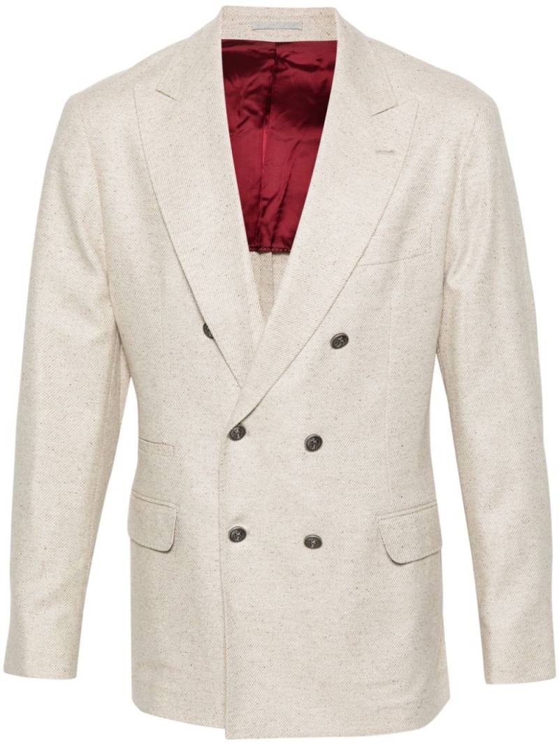 Brunello Cucinelli double-breasted wool blend blazer - Neutrals von Brunello Cucinelli