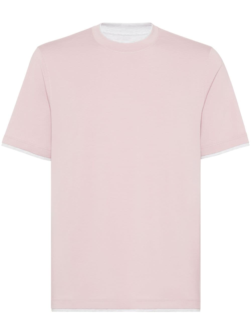 Brunello Cucinelli double-layer cotton T-shirt - Pink von Brunello Cucinelli