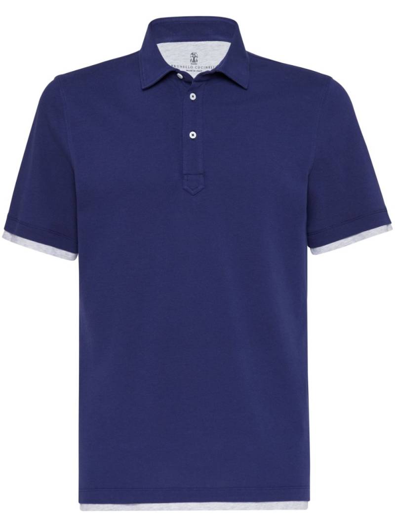 Brunello Cucinelli double-layer cotton polo shirt - Blue von Brunello Cucinelli