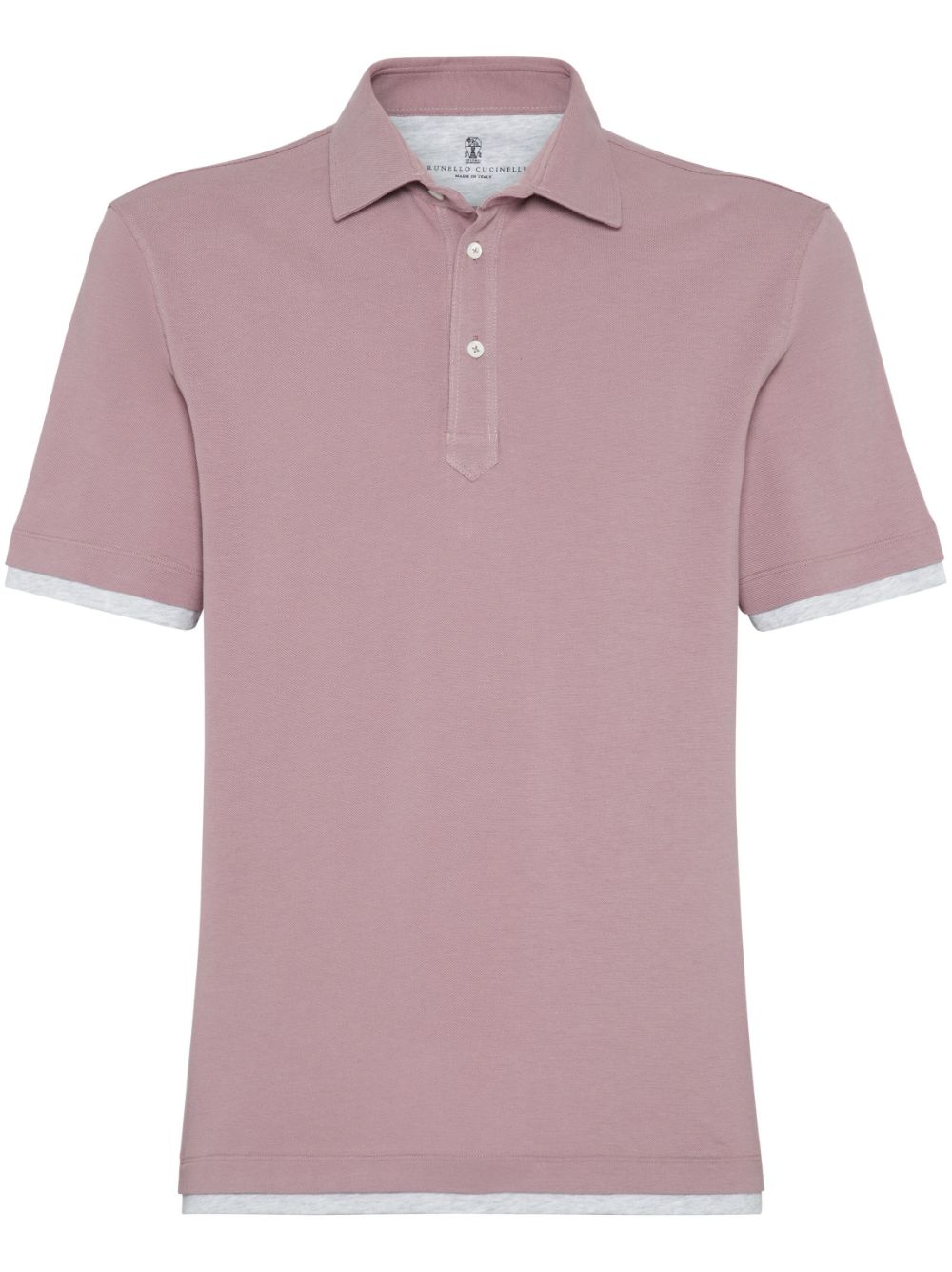 Brunello Cucinelli double-layer cotton polo shirt - Pink von Brunello Cucinelli