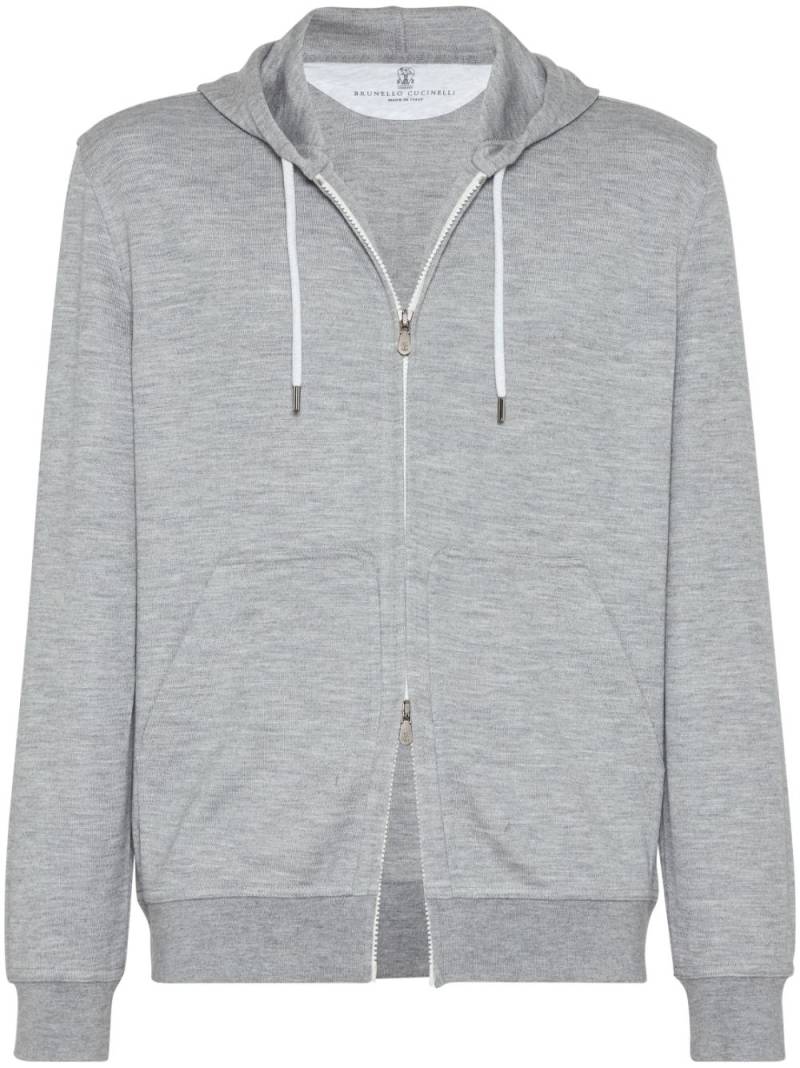 Brunello Cucinelli drawstring hooded cardigan - Grey von Brunello Cucinelli