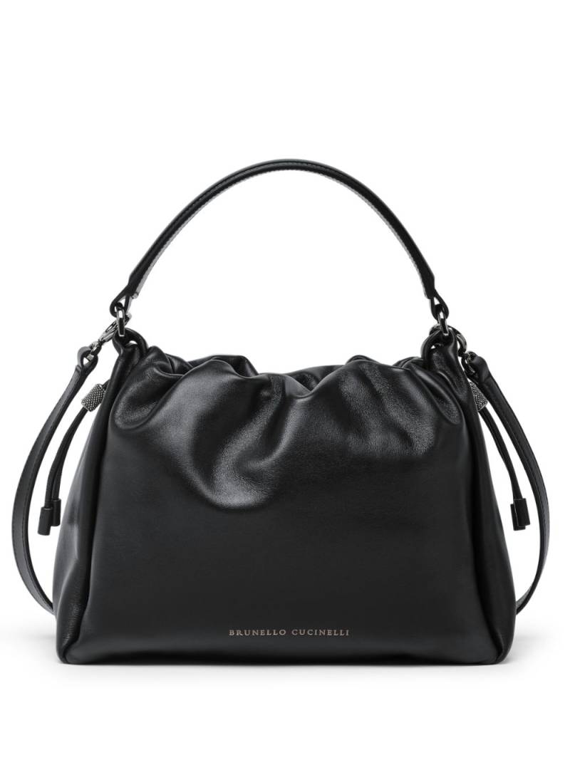 Brunello Cucinelli small Mellow leather bucket bag - Black von Brunello Cucinelli