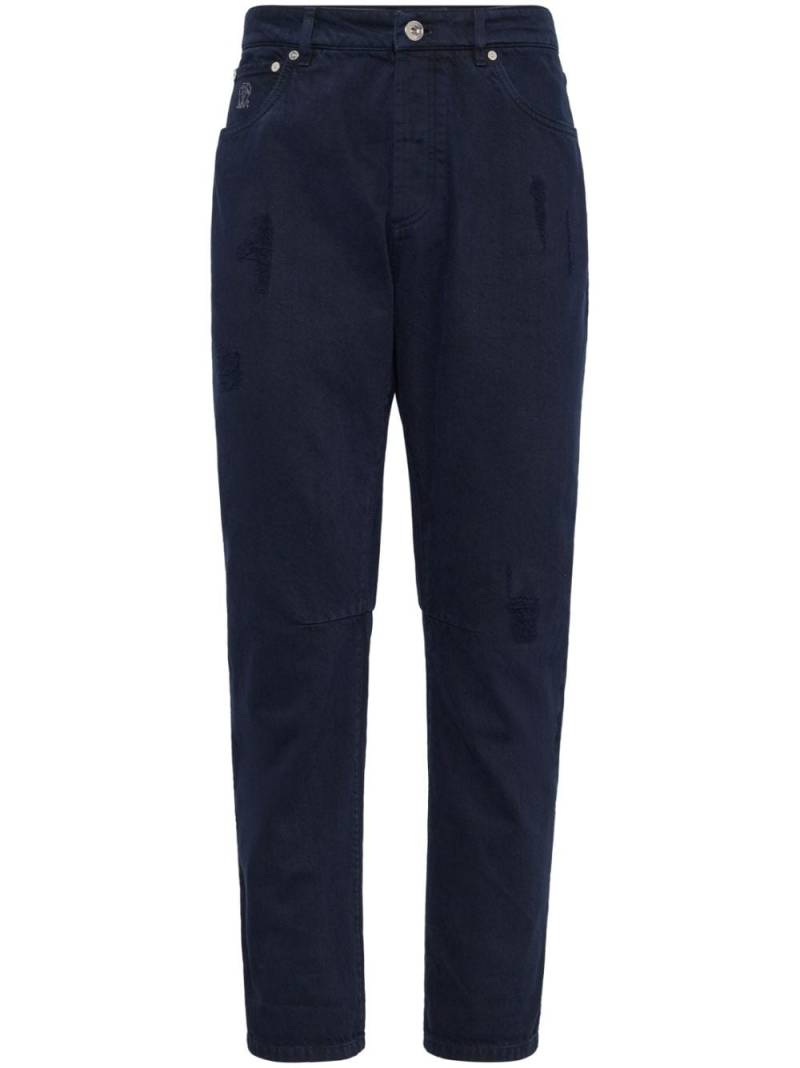 Brunello Cucinelli dyed slim-fit jeans - Blue von Brunello Cucinelli