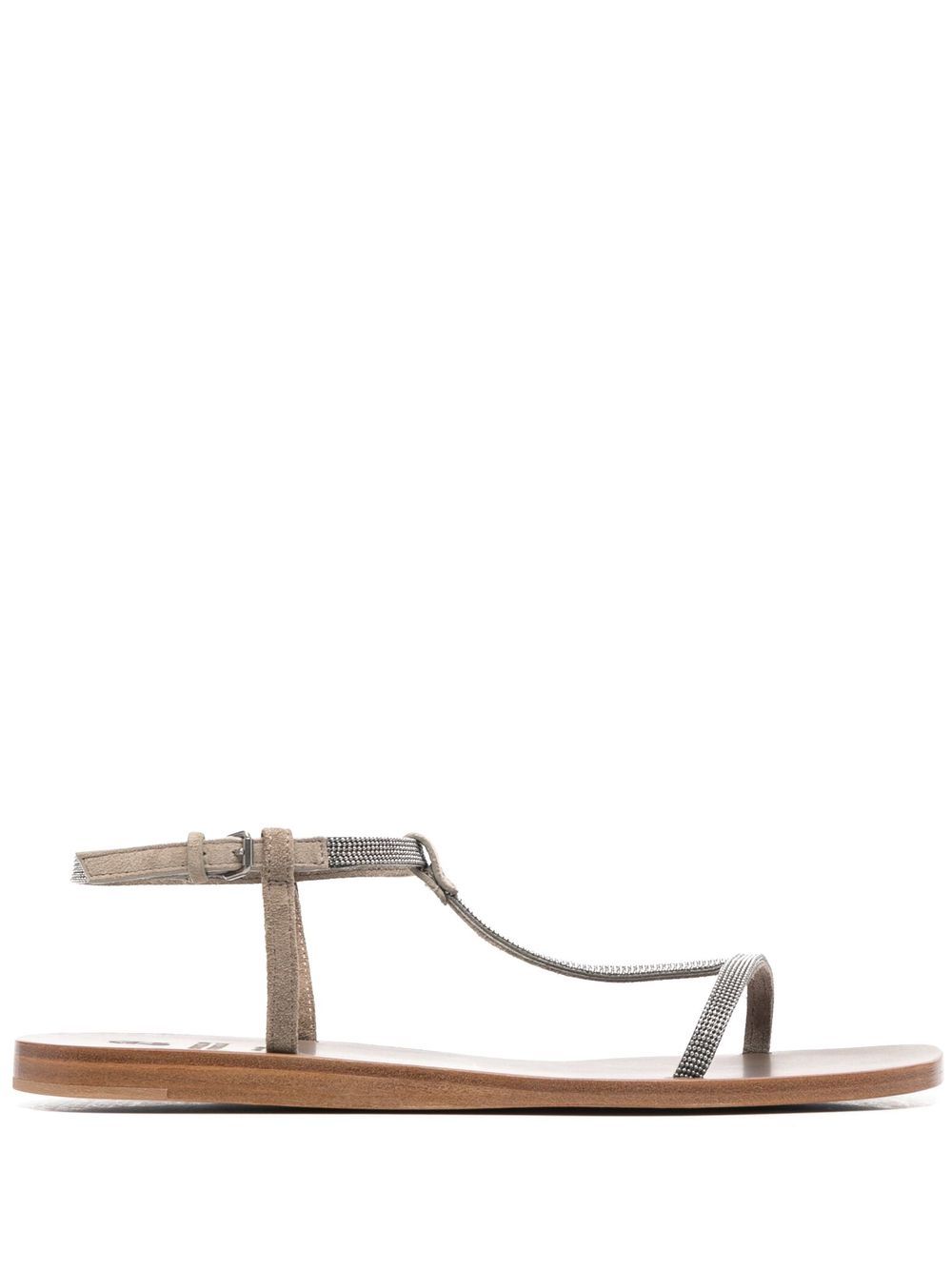 Brunello Cucinelli embellished T-bar sandals - Neutrals von Brunello Cucinelli