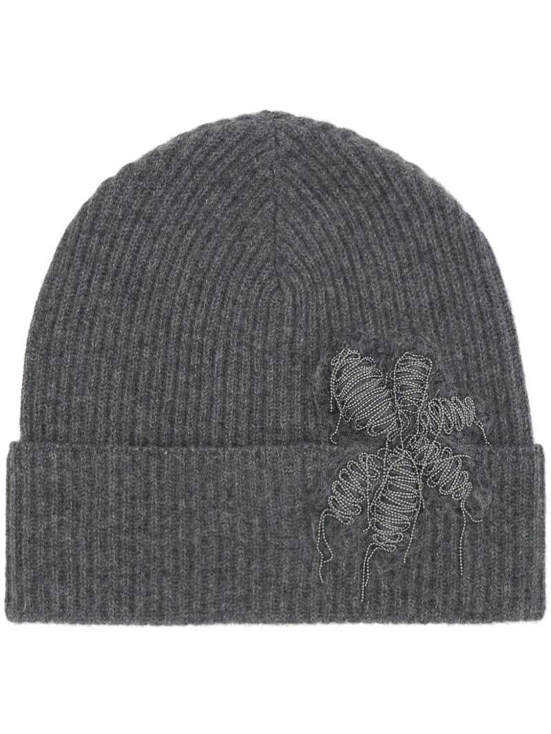 Brunello Cucinelli embellished cashmere beanie - Grey von Brunello Cucinelli