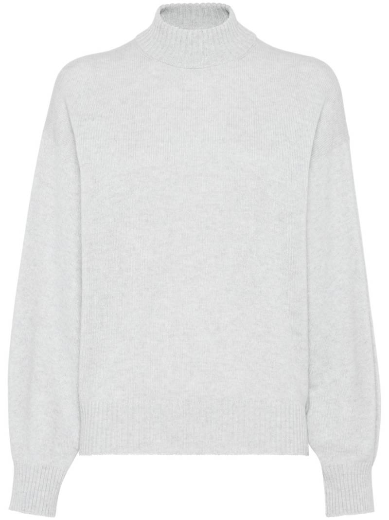 Brunello Cucinelli embellished turtleneck jumper - White von Brunello Cucinelli