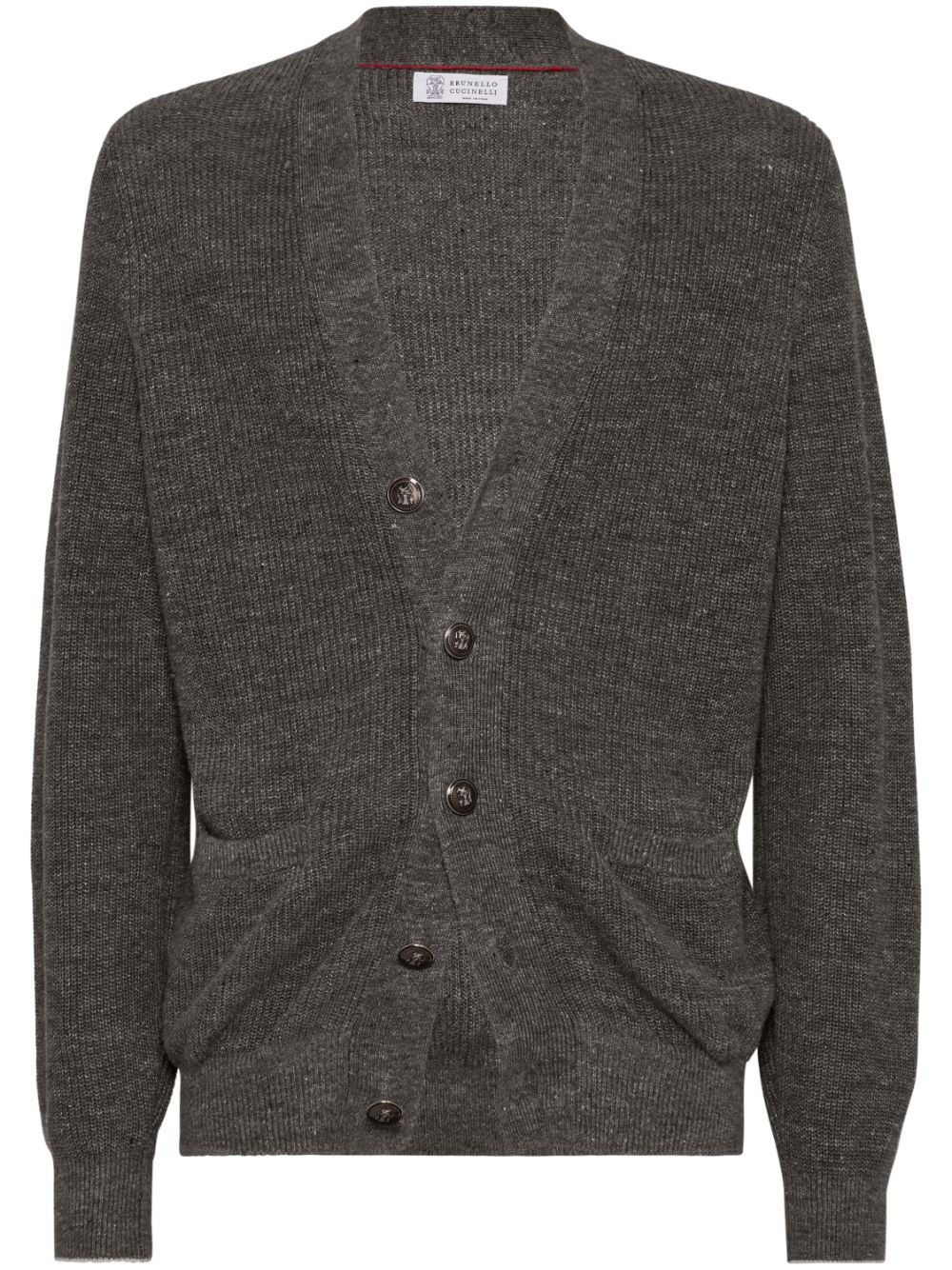 Brunello Cucinelli embossed-buttons cardigan - Grey von Brunello Cucinelli