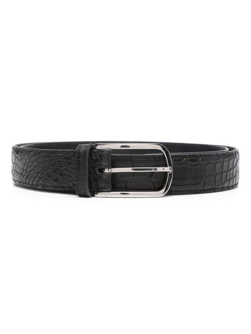 Brunello Cucinelli embossed-crocodile leather belt - Black von Brunello Cucinelli