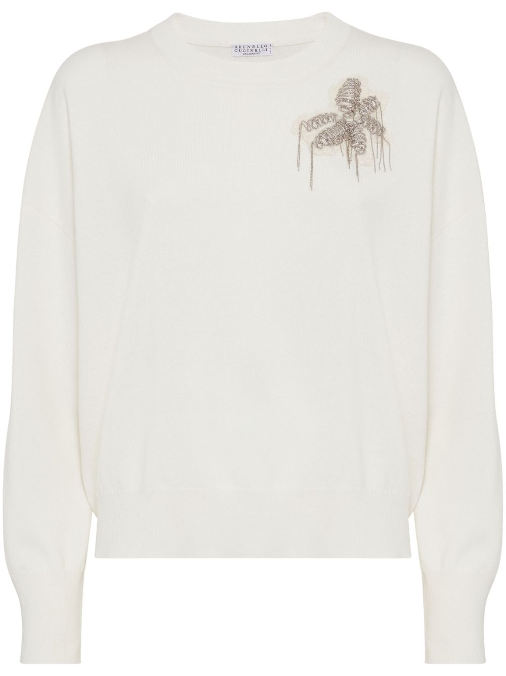 Brunello Cucinelli embroidered cashmere jumper - White von Brunello Cucinelli