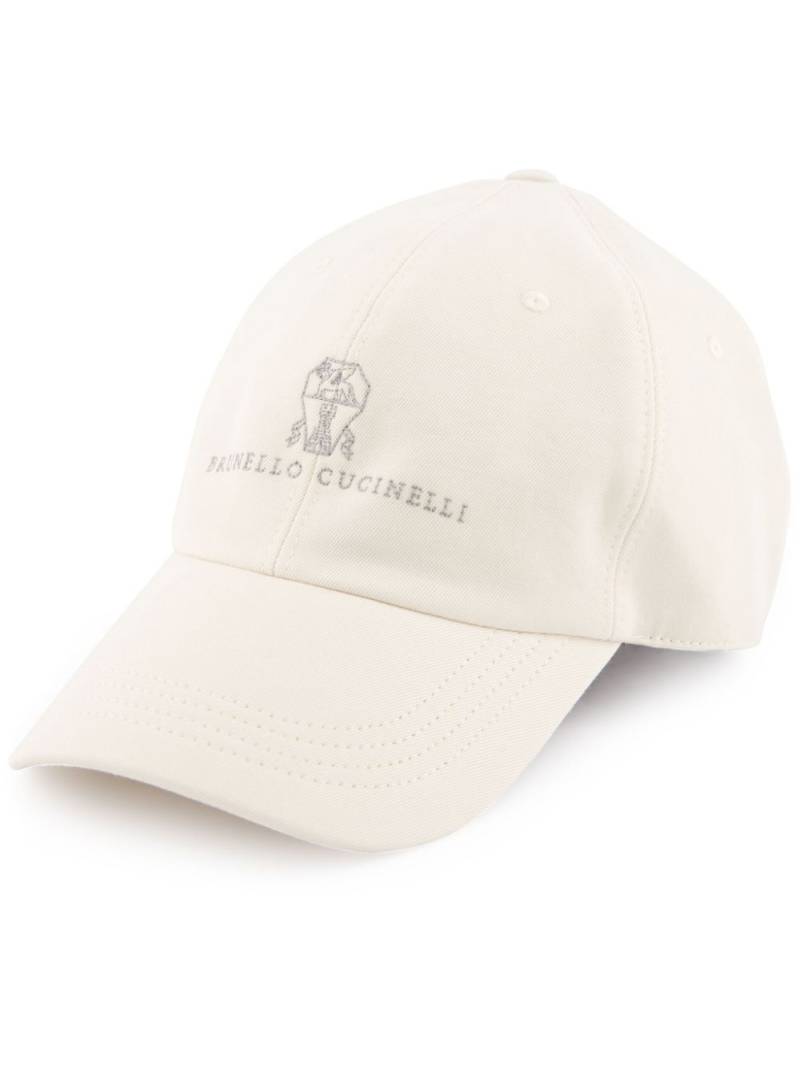 Brunello Cucinelli embroidered cotton cap - Neutrals von Brunello Cucinelli