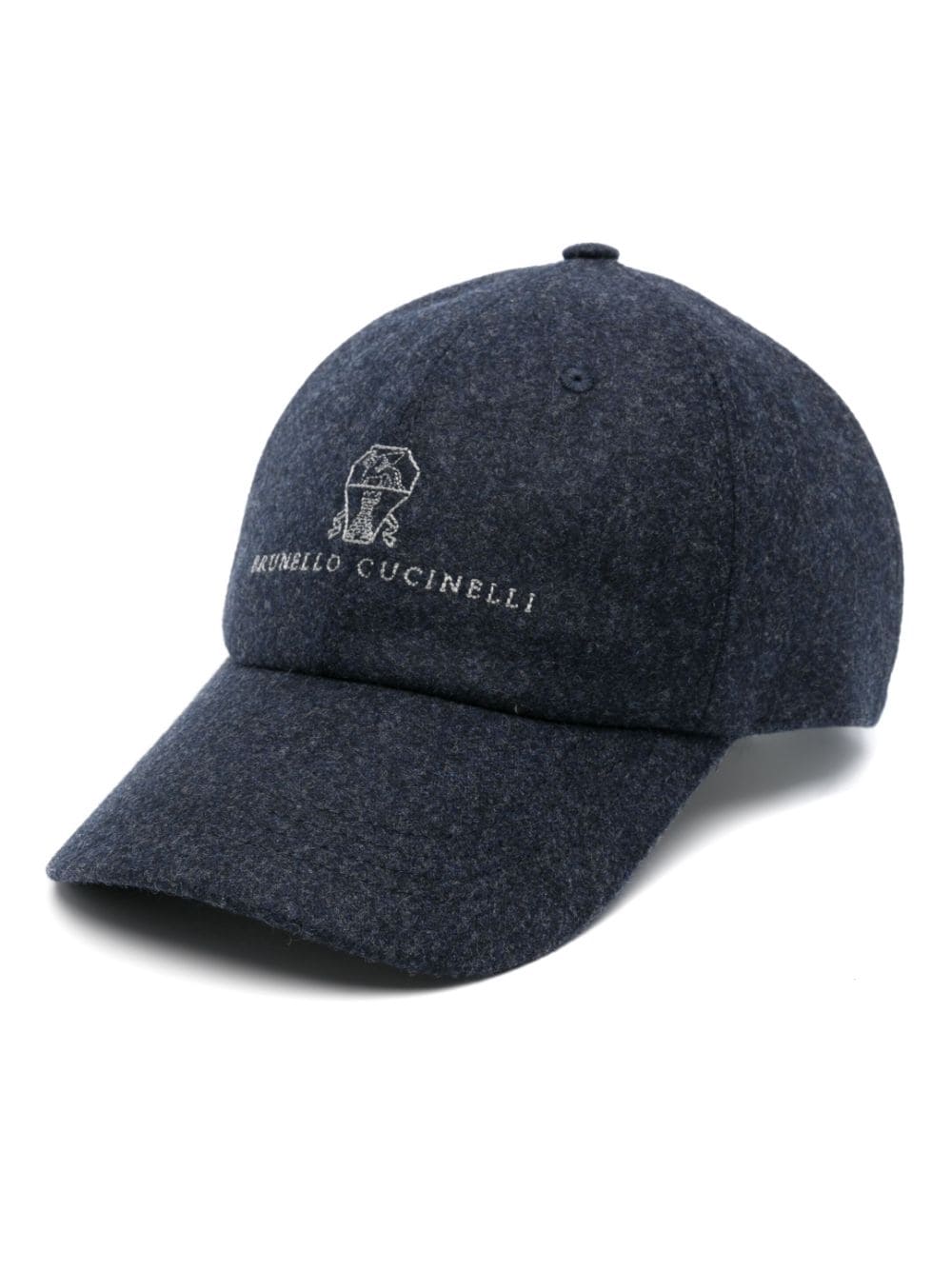 Brunello Cucinelli embroidered-logo wool baseball cap - Blue von Brunello Cucinelli