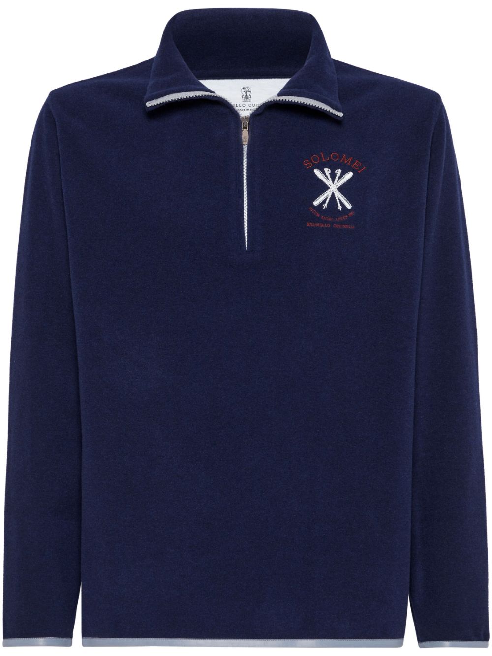 Brunello Cucinelli embroidered roll-neck sweatshirt - Blue von Brunello Cucinelli