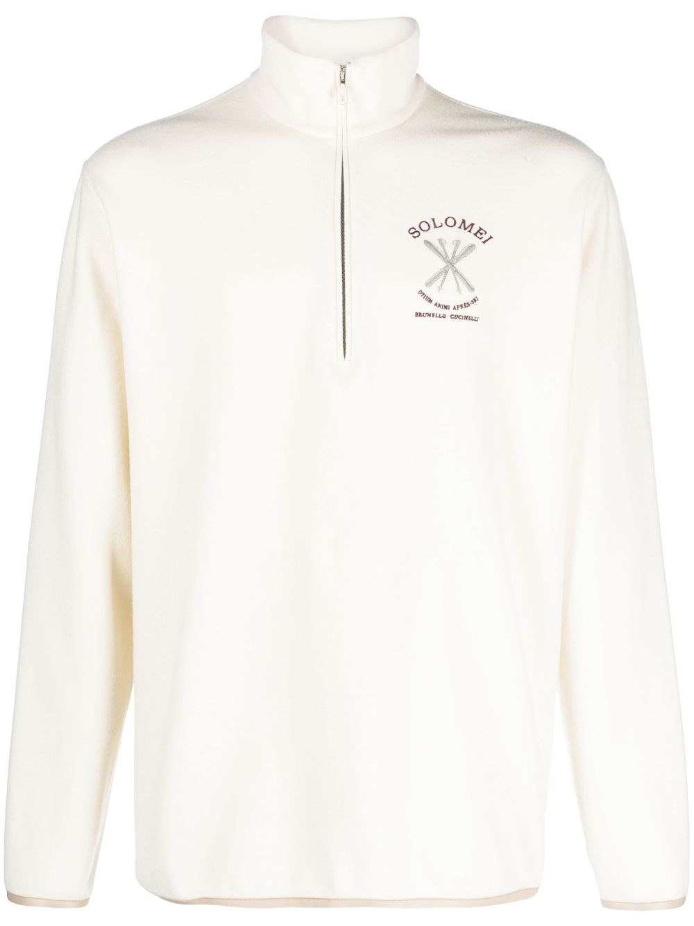 Brunello Cucinelli embroidered roll-neck sweatshirt - White von Brunello Cucinelli