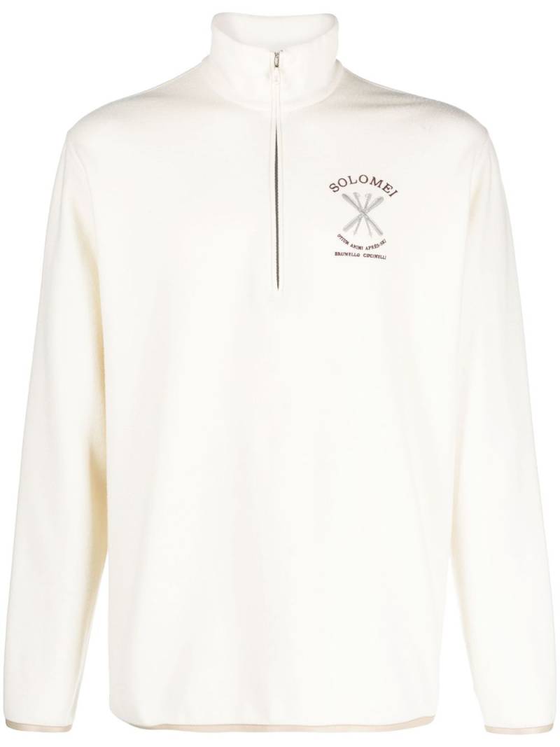 Brunello Cucinelli embroidered roll-neck sweatshirt - White von Brunello Cucinelli