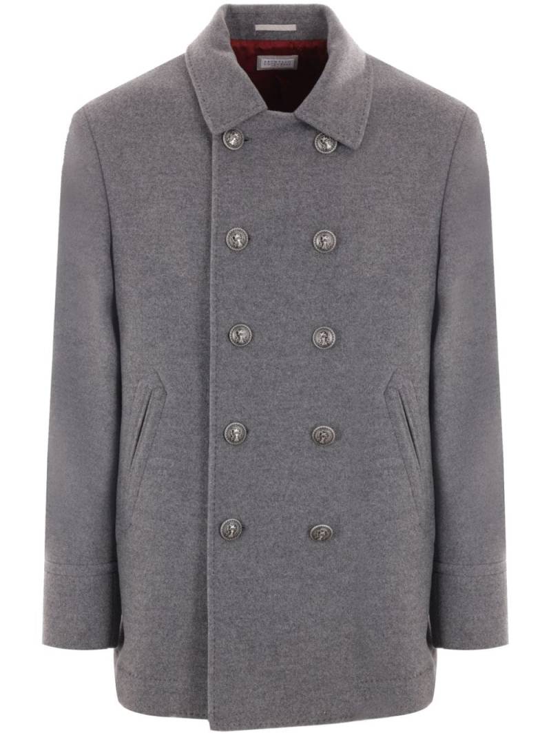 Brunello Cucinelli felted cashmere peacoat - Grey von Brunello Cucinelli