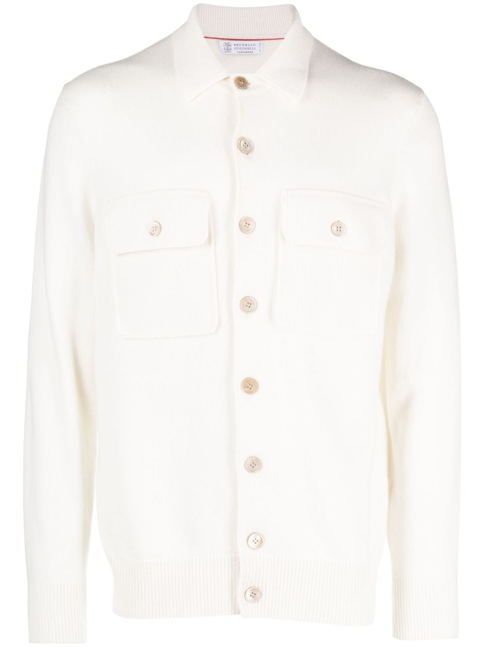 Brunello Cucinelli fine-knit cashmere shirt cardigan - White von Brunello Cucinelli