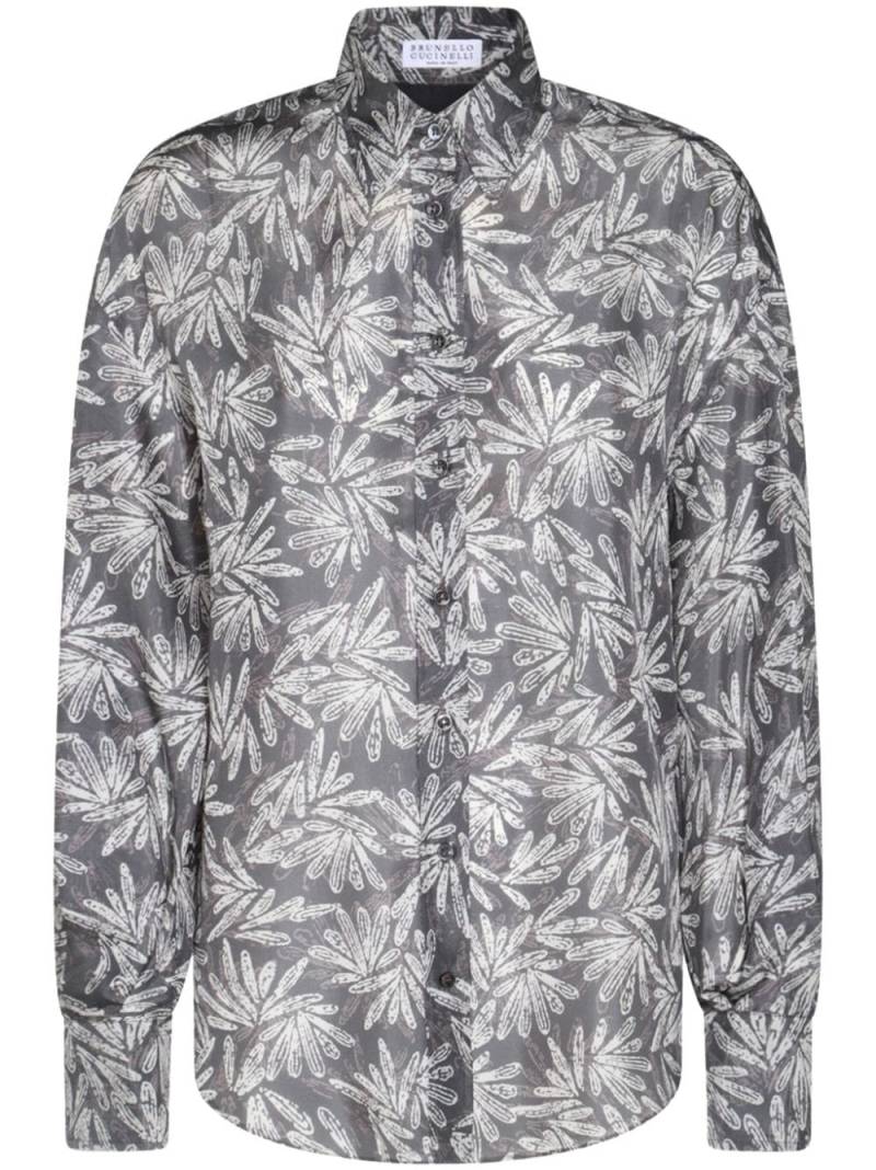 Brunello Cucinelli floral-print shirt - Grey von Brunello Cucinelli