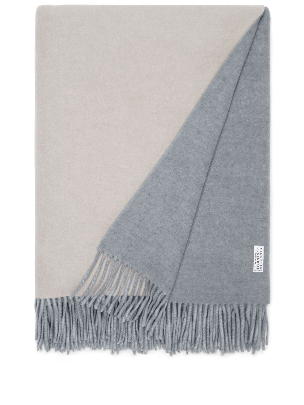 Brunello Cucinelli frayed-edge cashmere blanket - Grey von Brunello Cucinelli