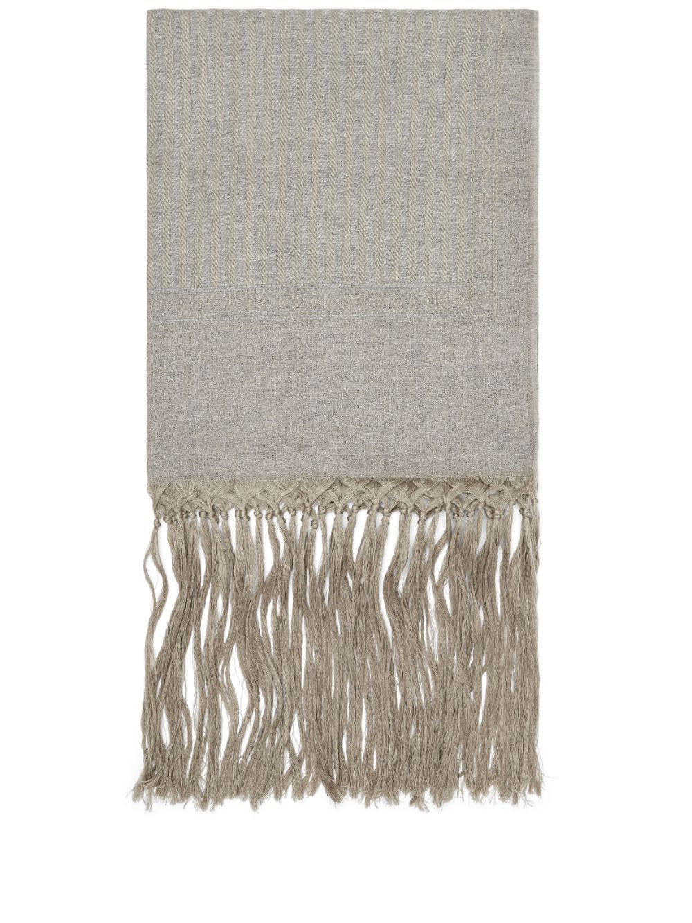 Brunello Cucinelli fringe-detail beach towel - Brown von Brunello Cucinelli