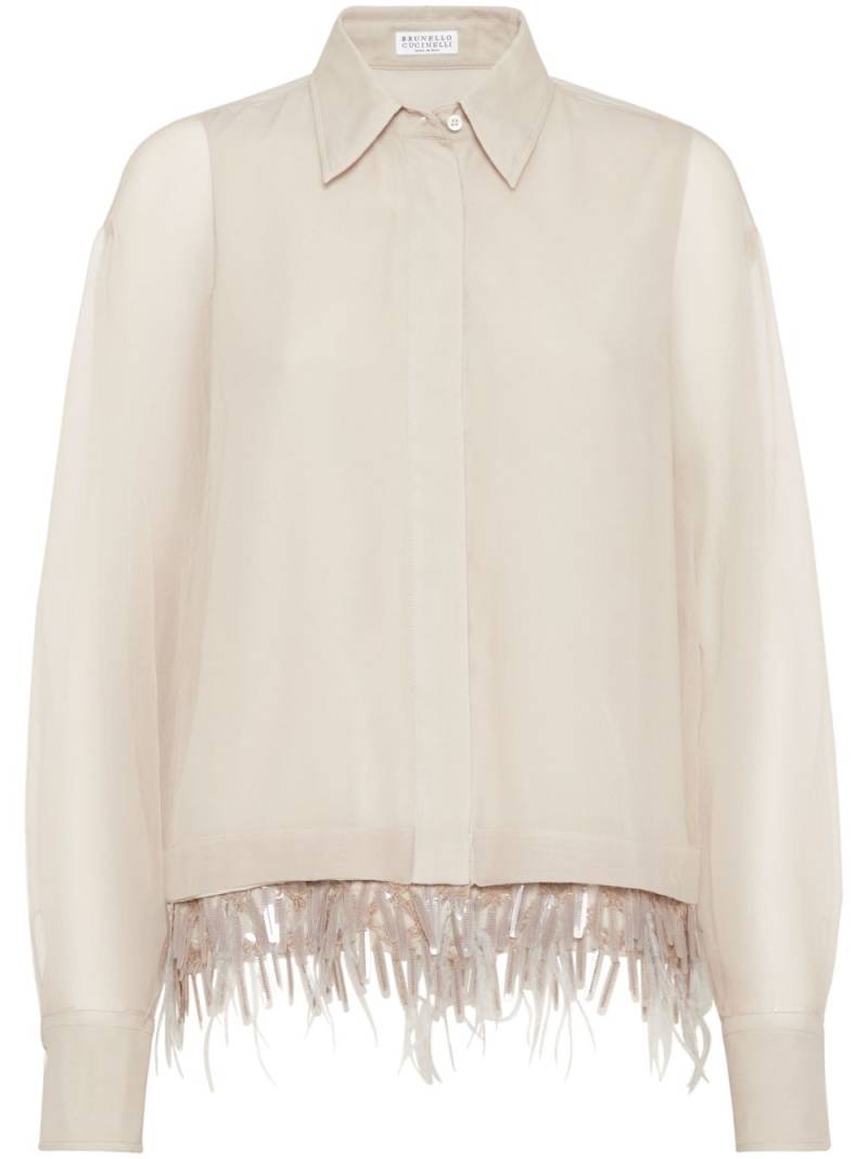 Brunello Cucinelli fringe detailing blouse - Neutrals von Brunello Cucinelli