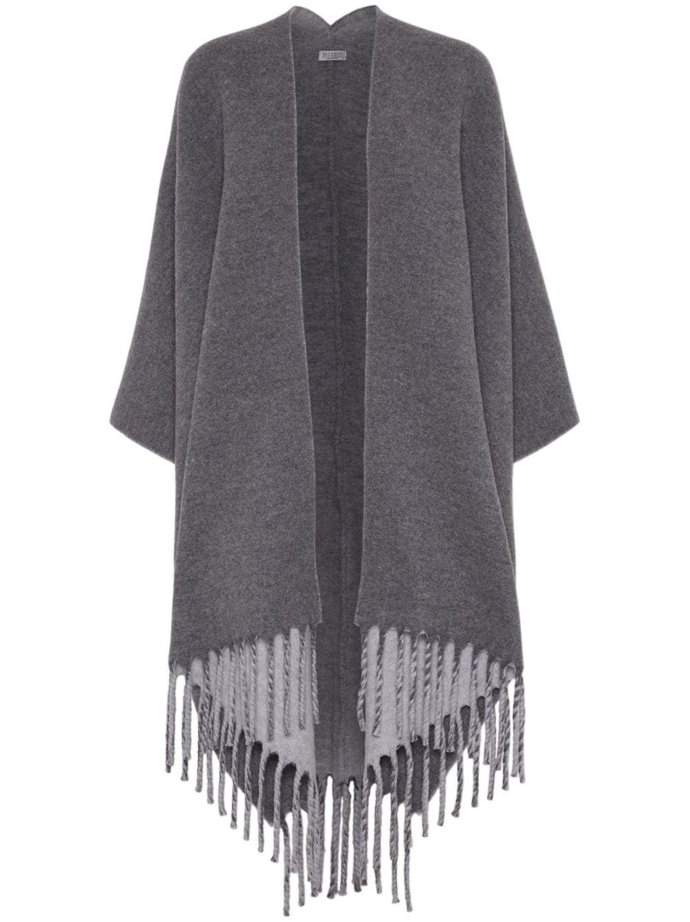 Brunello Cucinelli fringed-edge wool-cashmere cape - Grey von Brunello Cucinelli