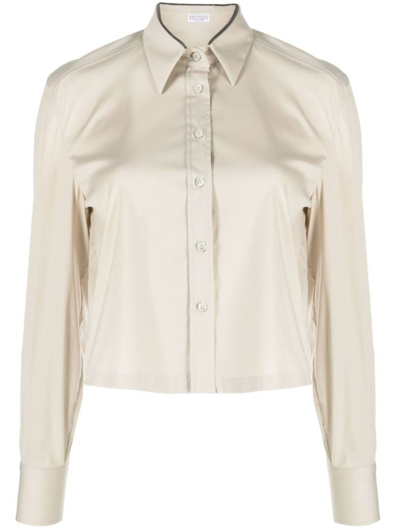 Brunello Cucinelli gathered cuffs cropped shirt - Neutrals von Brunello Cucinelli