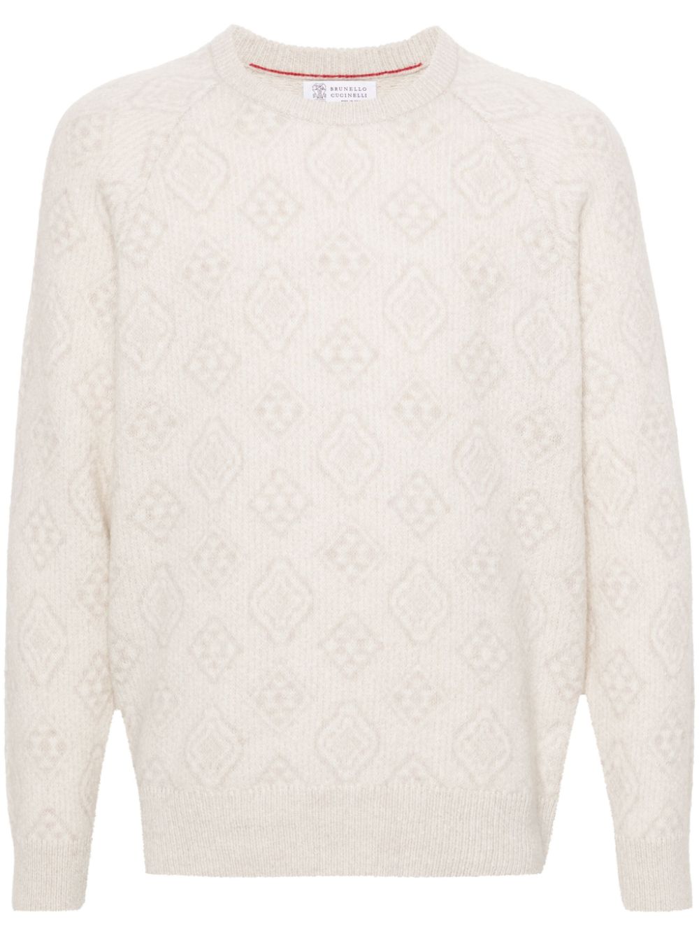 Brunello Cucinelli geometric-jacquard sweater - Neutrals von Brunello Cucinelli