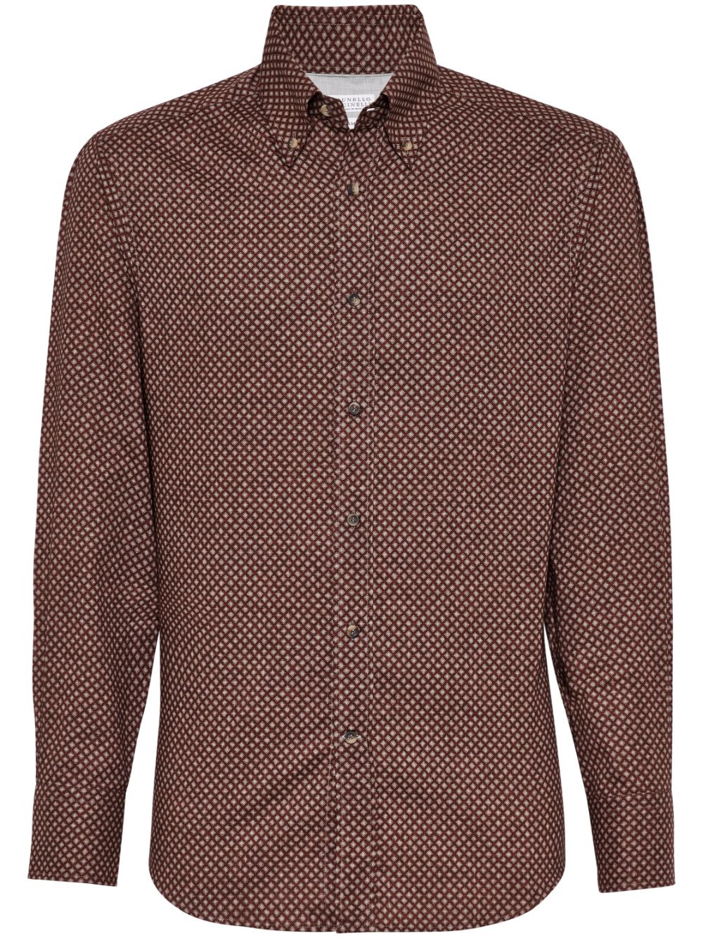 Brunello Cucinelli geometric-pattern cotton shirt - Red von Brunello Cucinelli