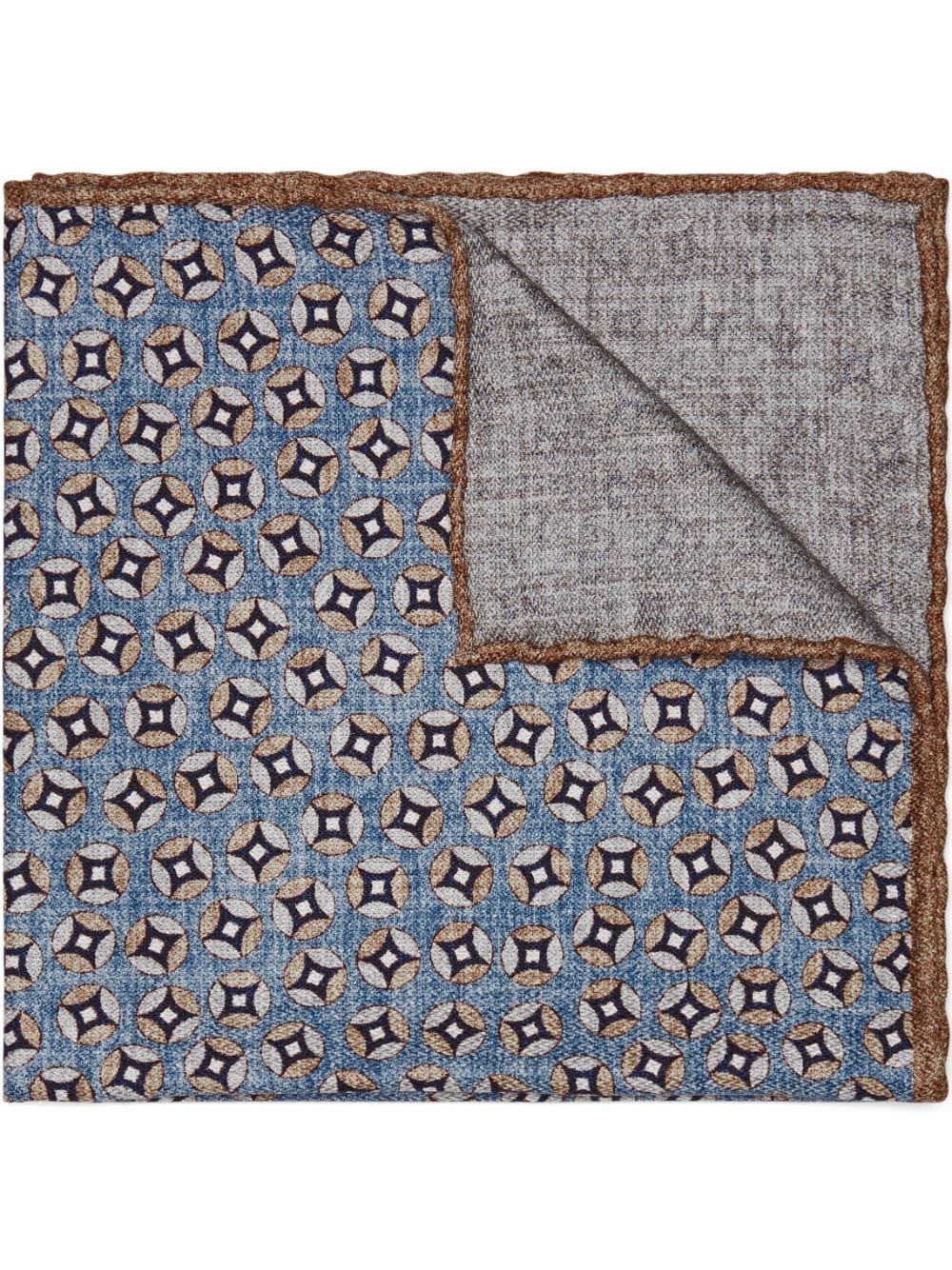 Brunello Cucinelli geometric-pattern silk pocket scarf - Blue von Brunello Cucinelli