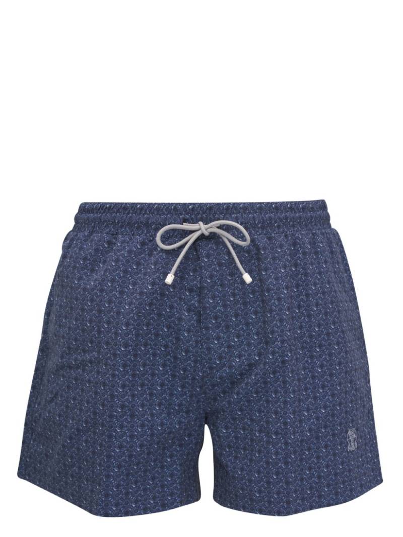 Brunello Cucinelli geometric-print swim shorts - Blue von Brunello Cucinelli