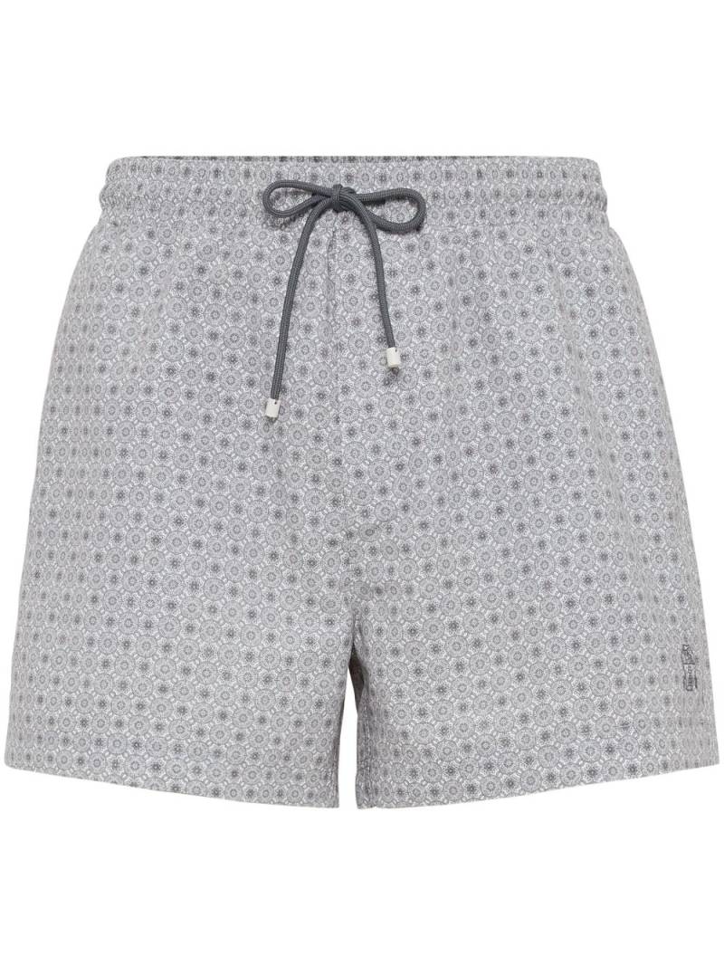 Brunello Cucinelli graphic-print swim shorts - Grey von Brunello Cucinelli