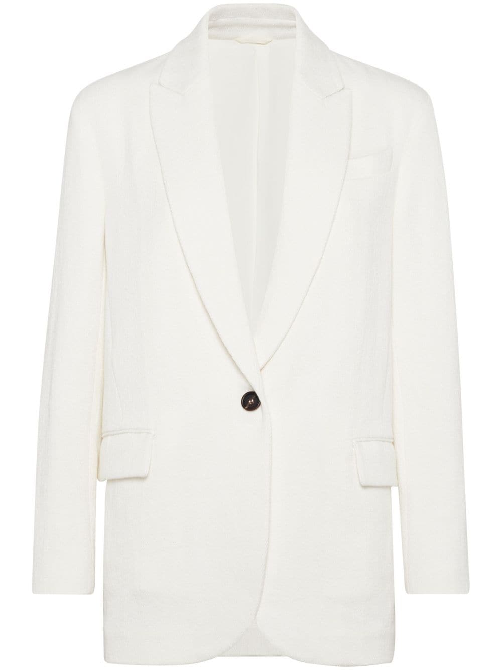 Brunello Cucinelli herringbone single-breasted blazer - White von Brunello Cucinelli