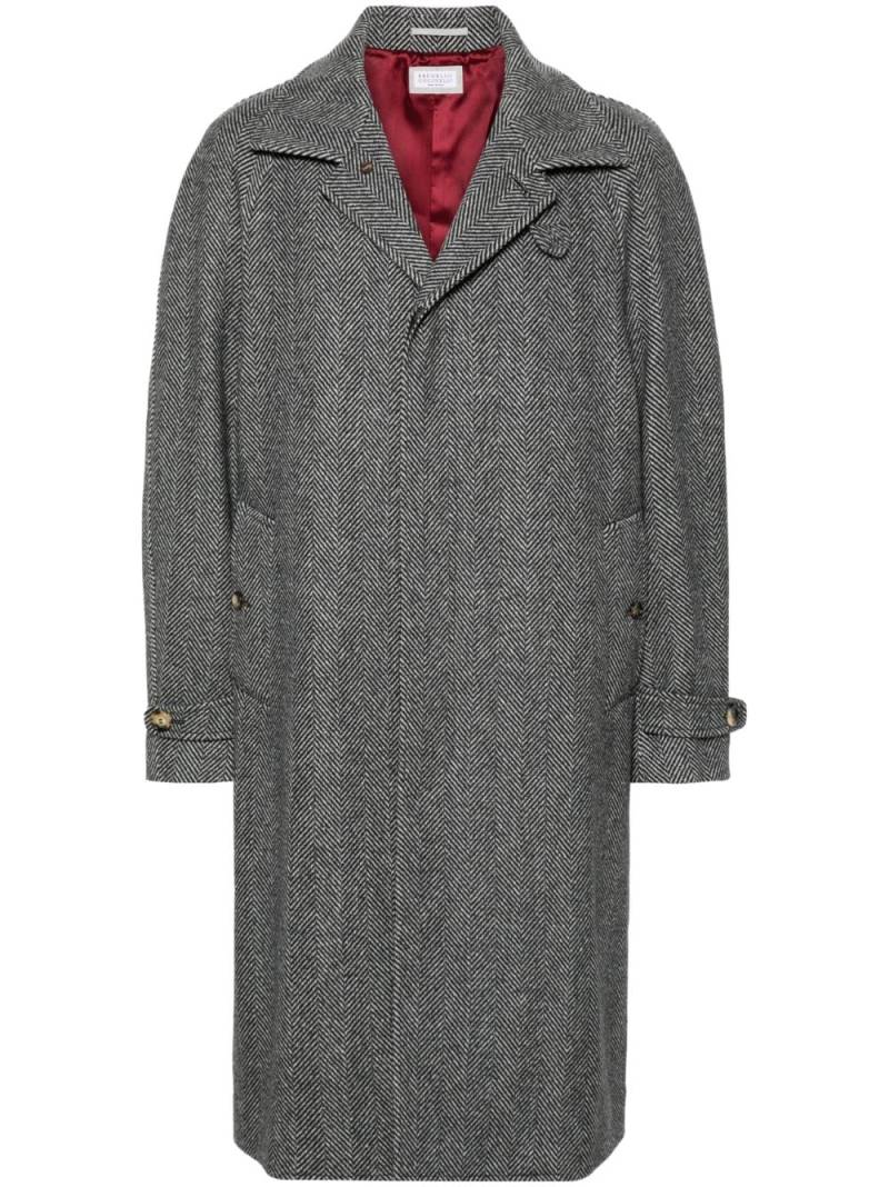 Brunello Cucinelli herringbone trenchcoat - Black von Brunello Cucinelli