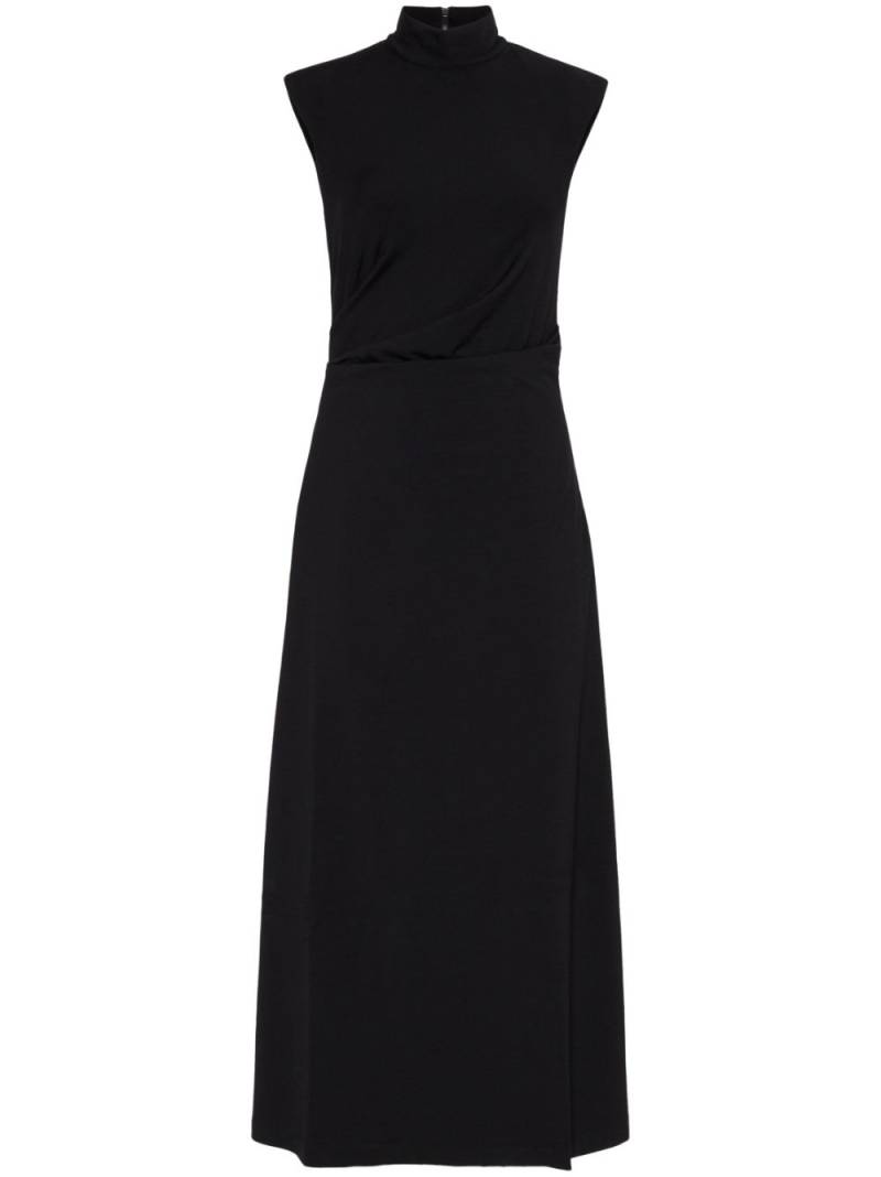 Brunello Cucinelli high-neck draped midi dress - Black von Brunello Cucinelli