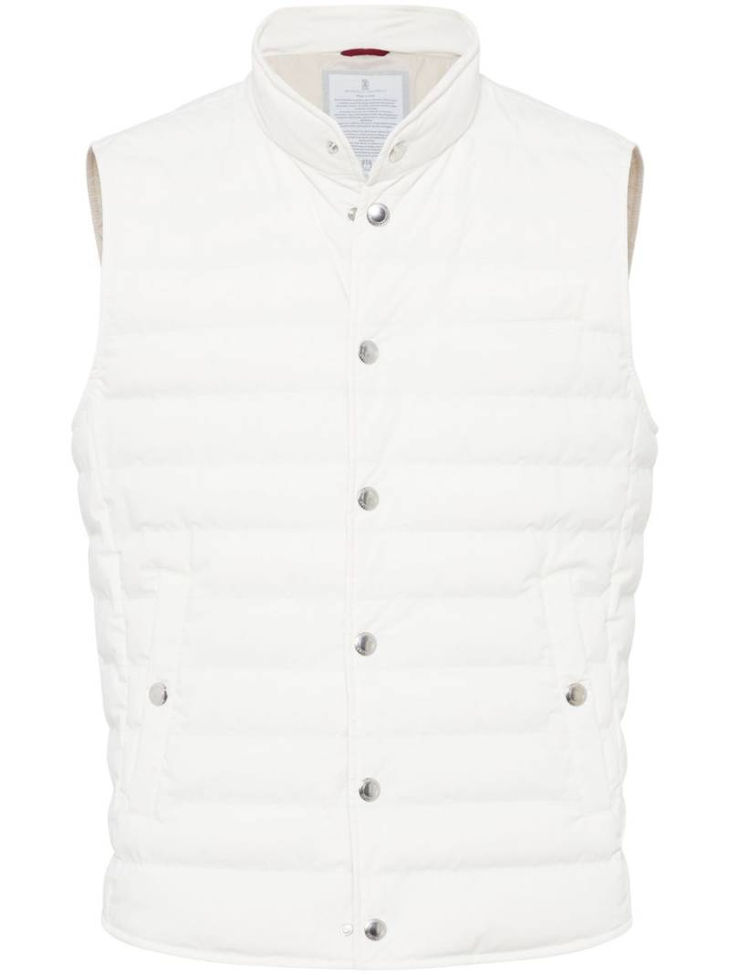 Brunello Cucinelli high-neck quilted gilet - White von Brunello Cucinelli