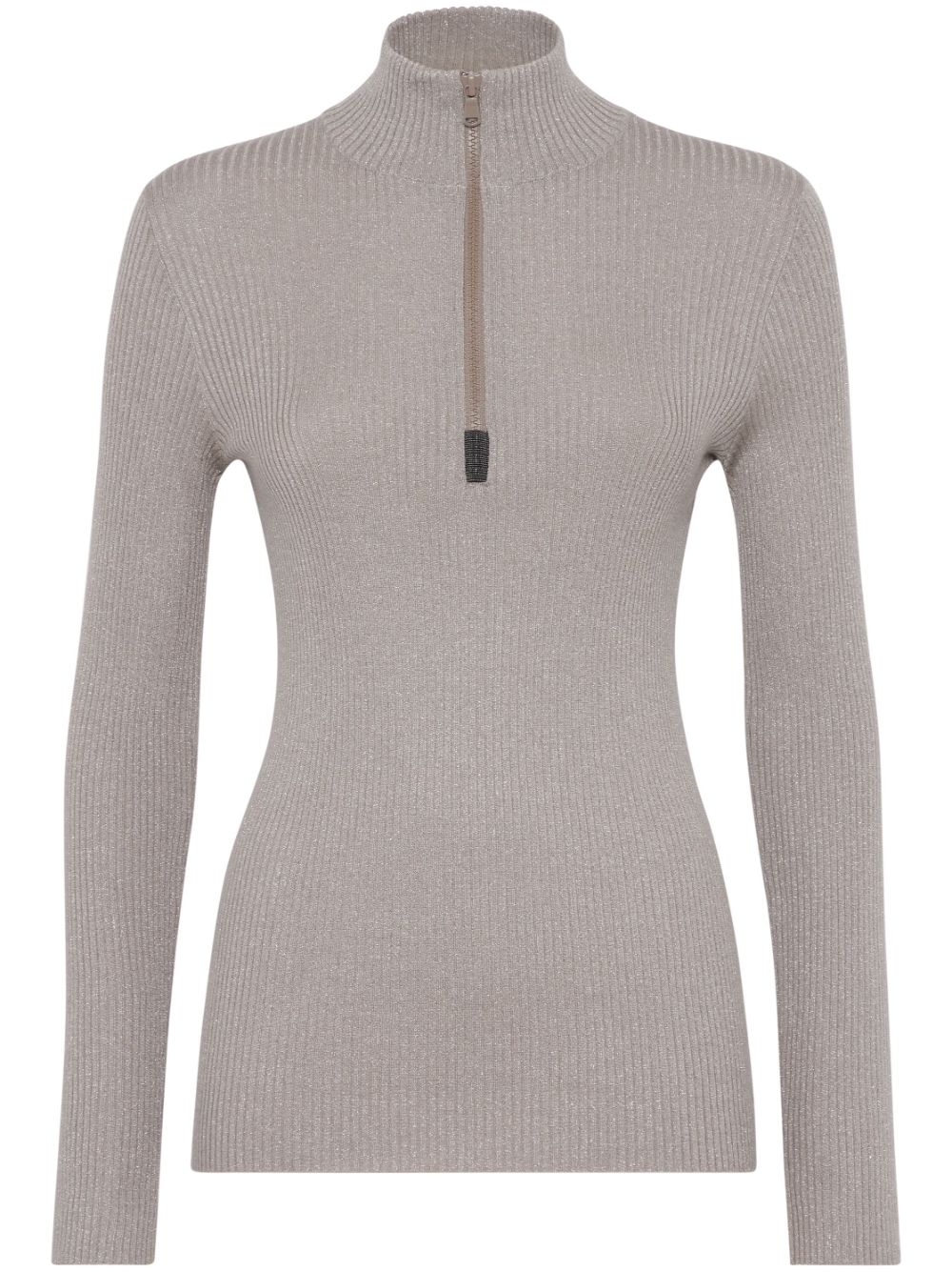 Brunello Cucinelli high neck ribbed knit T-shirt - Neutrals von Brunello Cucinelli