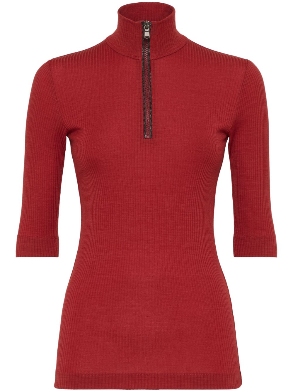 Brunello Cucinelli high neck ribbed knit T-shirt - Red von Brunello Cucinelli