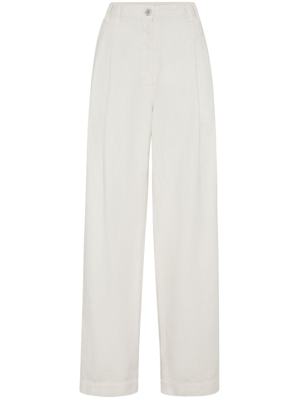 Brunello Cucinelli high-waisted straight-leg trousers - White von Brunello Cucinelli