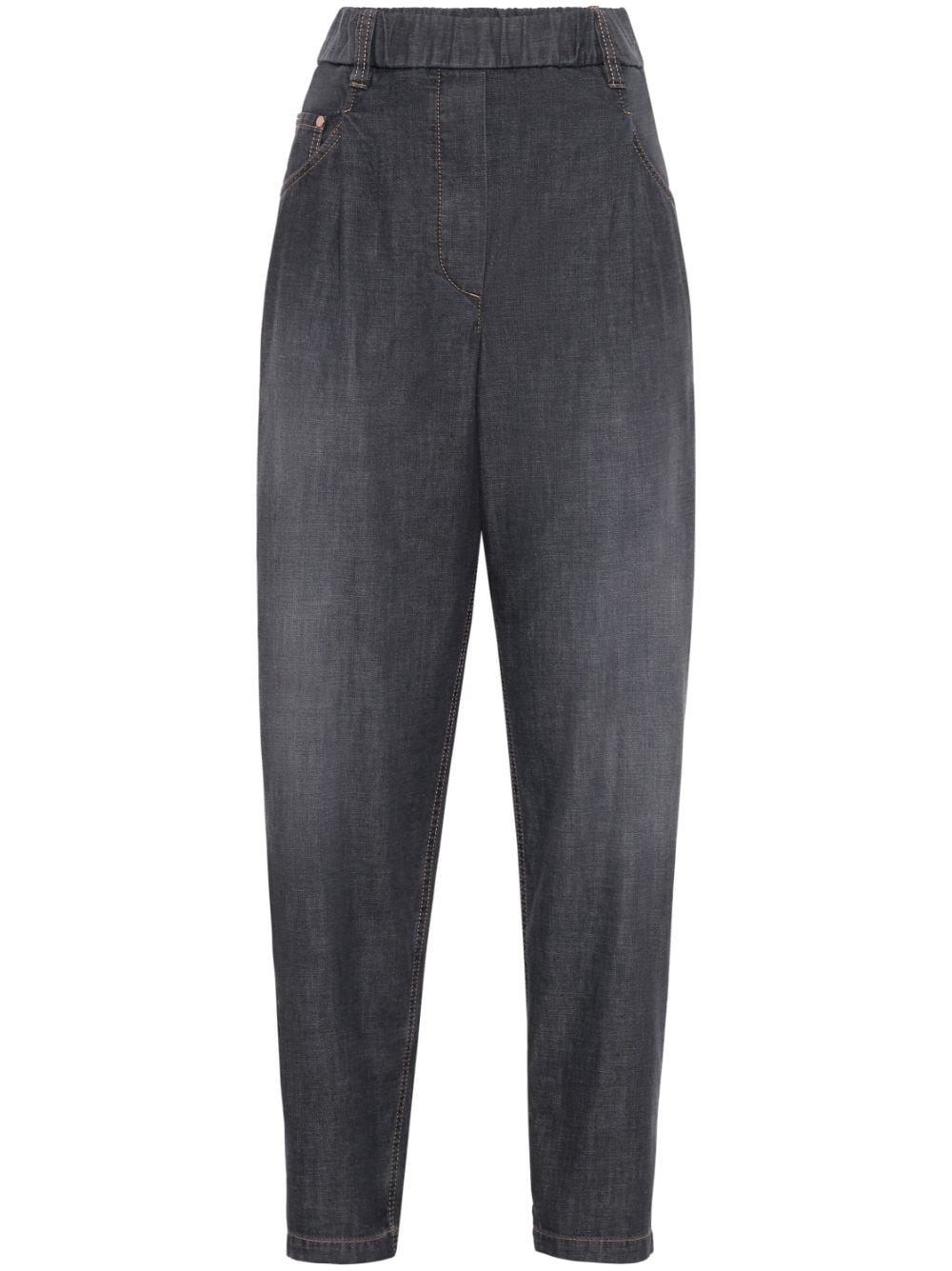 Brunello Cucinelli high-waisted tapered jeans - Grey von Brunello Cucinelli