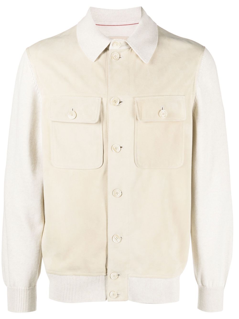 Brunello Cucinelli hybrid leather shirt jacket - Neutrals von Brunello Cucinelli