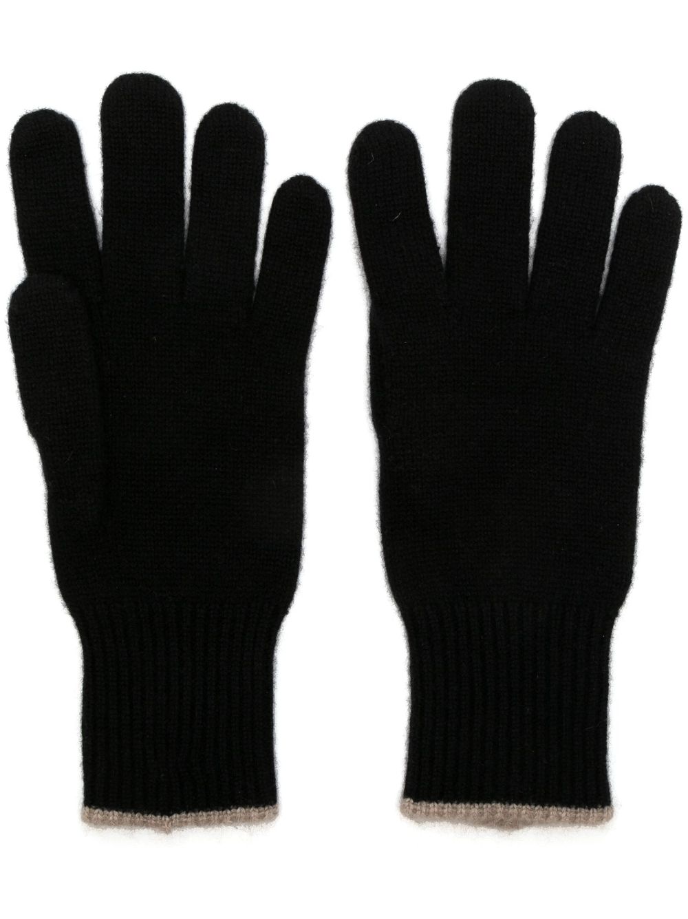 Brunello Cucinelli intarsia-knit cashmere gloves - Black von Brunello Cucinelli