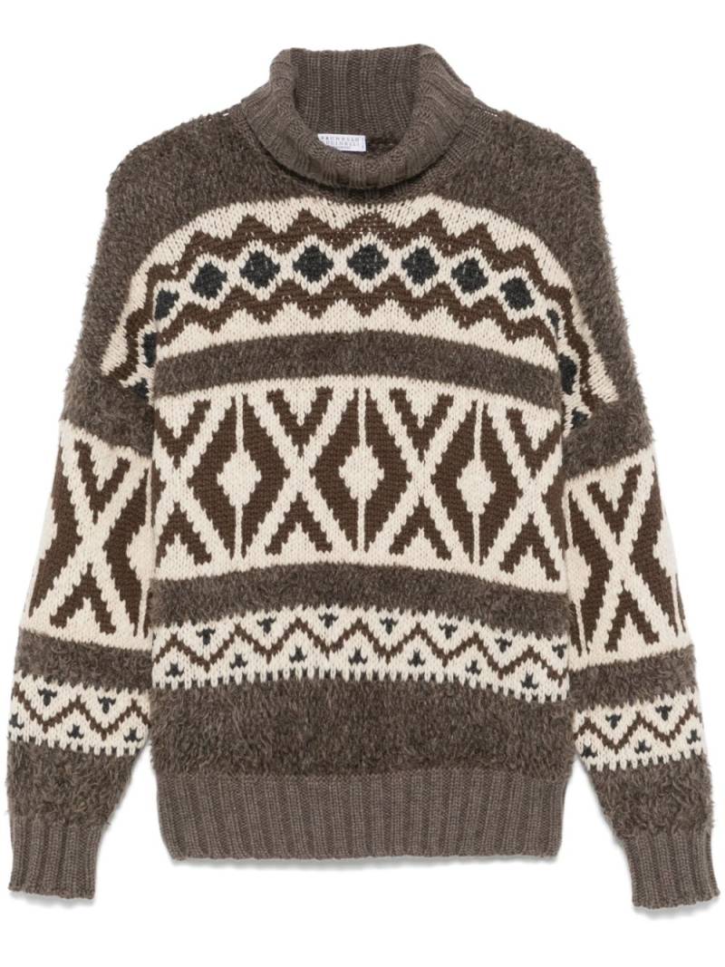 Brunello Cucinelli intarsia-knit sweater - Brown von Brunello Cucinelli