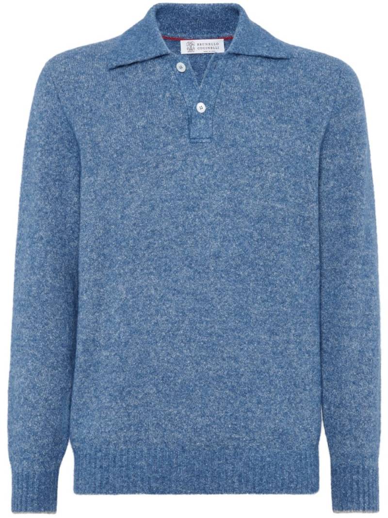 Brunello Cucinelli knit polo shirt - Blue von Brunello Cucinelli