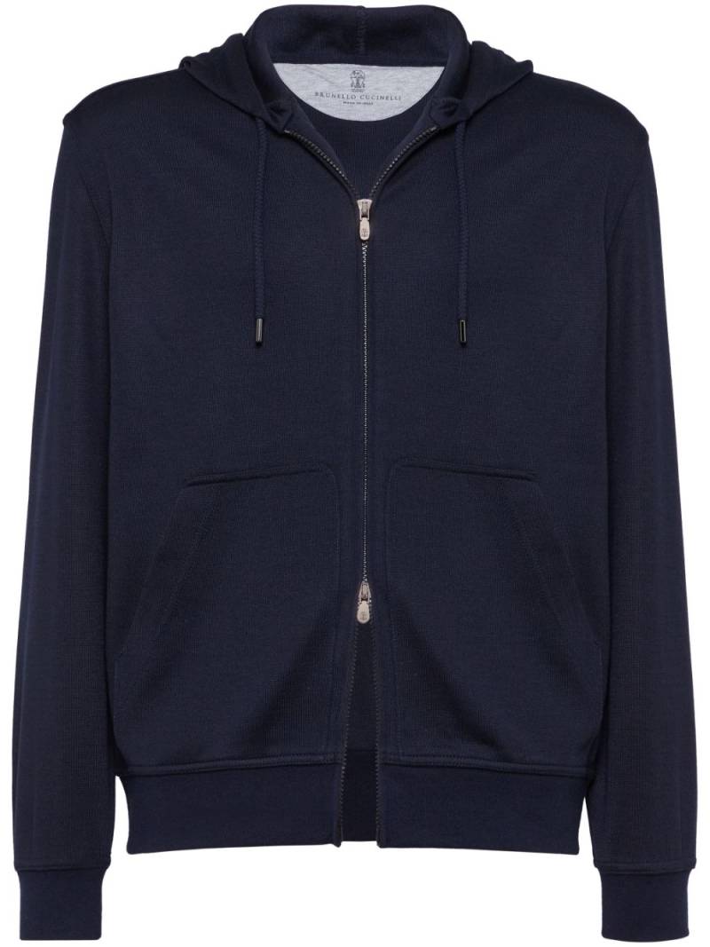 Brunello Cucinelli knitted hoodie - Blue von Brunello Cucinelli