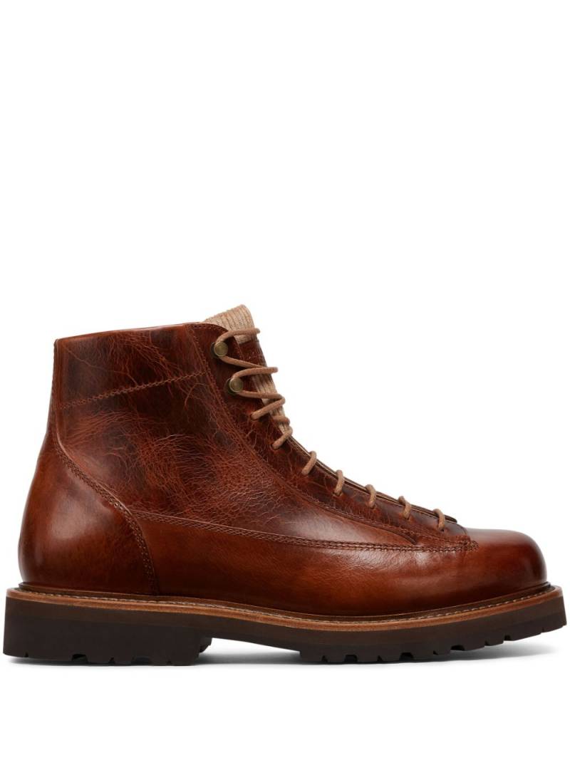 Brunello Cucinelli lace-up leather boots - Brown von Brunello Cucinelli