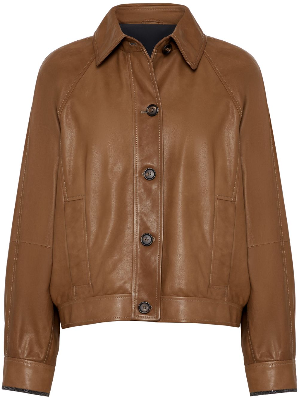 Brunello Cucinelli leather shirt jacket - Brown von Brunello Cucinelli