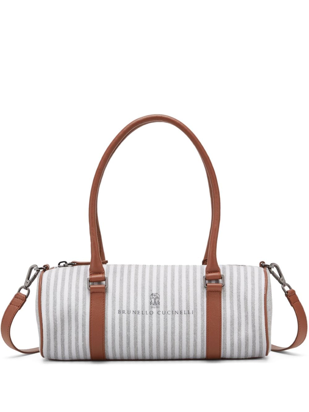 Brunello Cucinelli leather-trim striped tote bag - Grey von Brunello Cucinelli