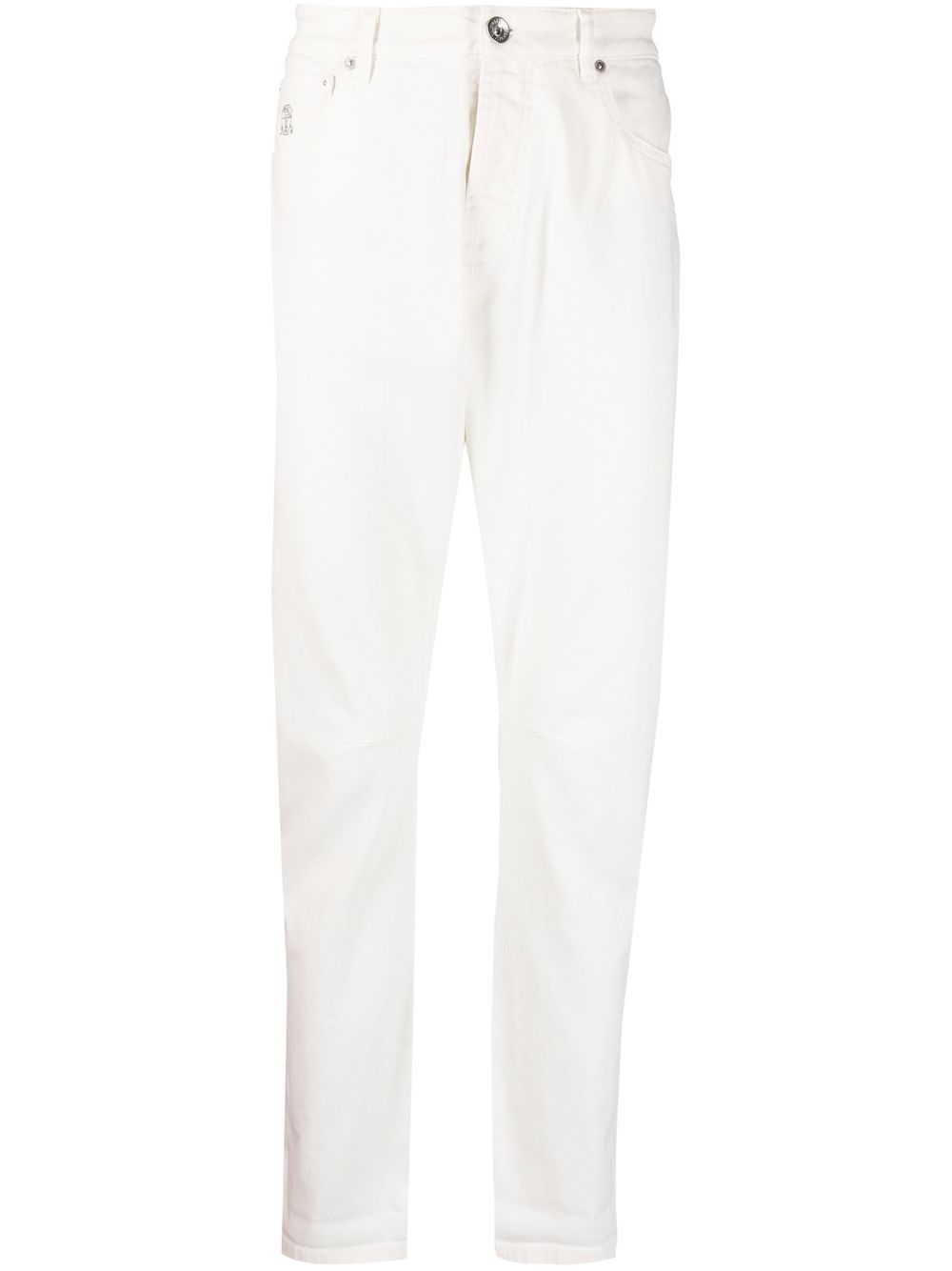 Brunello Cucinelli logo-detail straight-leg jeans - White von Brunello Cucinelli