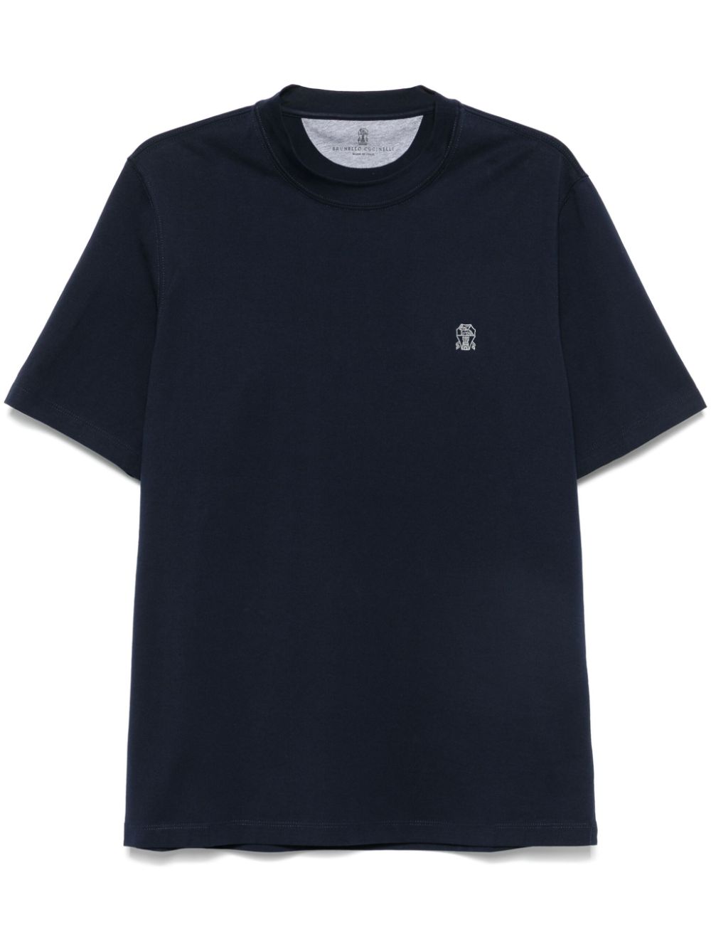 Brunello Cucinelli logo-embroidered T-shirt - Blue von Brunello Cucinelli